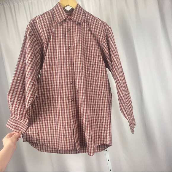 Nordstrom Men’s Small Check Button Down Dress Shirt Office Professional 90’s - Picture 3 of 11